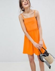 ASOS DESIGN square neck smock sundress at asos com at Asos