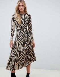 ASOS DESIGN tie waist maxi dress in animal print   ASOS at Asos