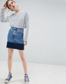 ASOS Denim Mini Skirt with Contrast Hem at asos com at Asos