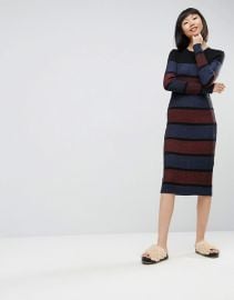 ASOS Knitted Midi Dress In Stripe at ASOS