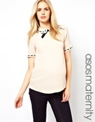 ASOS Maternity  ASOS Maternity Blouse With Ribbon Detail And Contrast Bow at Asos