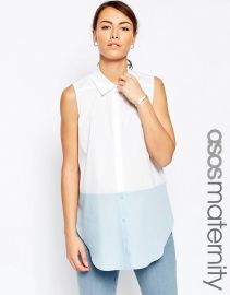 ASOS Maternity  ASOS Maternity Sleeveless Shirt In Colour Block at Asos