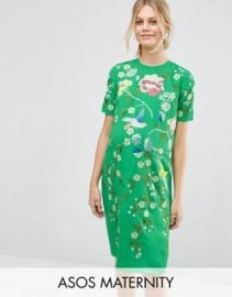 ASOS Maternity Bird and Floral Embroidered Shift Dress at asos com at Asos