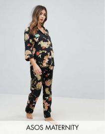 ASOS Maternity Dark Floral Shirt   PANTS Pajama Set at asos com at Asos