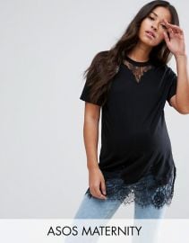 ASOS Maternity Lace Mix Longline T-Shirt at Asos