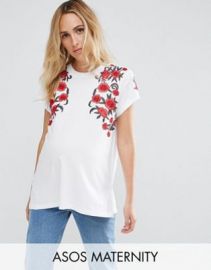 ASOS Maternity T-Shirt With Floral Embroidery at asos com at Asos