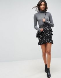 ASOS Mini Wrap Skirt in Polka Dot Print at asos com at Asos