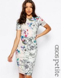 ASOS PETITE Floral T-Shirt Scuba Bodycon Midi Dress at asos com at Asos