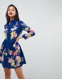 ASOS PREMIUM Embroidered Button Through Shirt Skater mini dress   ASOS at Asos