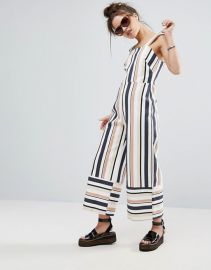 ASOS Petite Pinny Jumpsuit in Stripe at ASOS