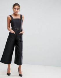 ASOS Premium Pinafore Jumpsuit with Culotte Leg at asos com at Asos