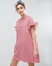 ASOS Red Gingham Smock Dress at asos com at Asos