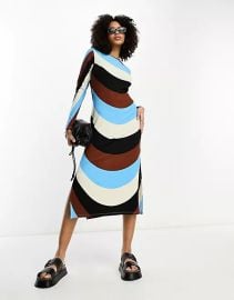 ASOS River Island stripe column midi dress in bright blue at ASOS