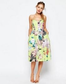 ASOS SALON Lime Floral Bandeau Midi Prom Dress at asos com at Asos