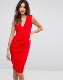 ASOS Sleeveless Midi Dress with Shoulder Pads at asos com at Asos