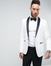 ASOS Slim Tuxedo Suit Jacket In White With Contrast Lapel at asos com at Asos