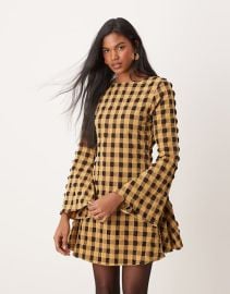 ASOS Textured Mini Dress with Fluted Sleeve at ASOS