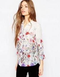 ASOS Water Colour Floral Border Print Blouse at asos com at Asos