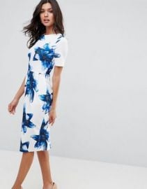 ASOS Wiggle Dress In Blue Floral at asos com at Asos