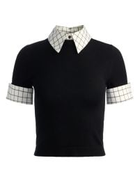 ASTER COLLARED PULLOVER in BLACKSOFT WHITE ALICE OLIVIA at Alice + Olivia