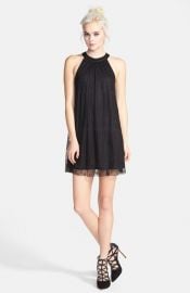 ASTR High Neck Lace Overlay Shift Dress at Nordstrom