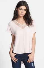 ASTR Lace Trim V-Neck Top at Nordstrom