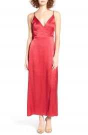 ASTR Satin Wrap Maxi Dress at Nordstrom