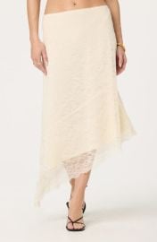 ASTR the Label Asymmetric Lace Midi Skirt at Nordstrom