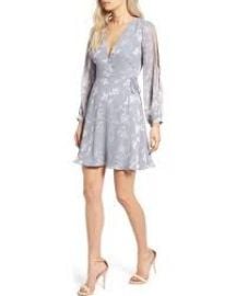 ASTR the Label Burnout Wrap Dress grey at Nordstrom