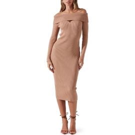 ASTR the Label Cutout Off the Shoulder Long Sleeve Midi Sweater Dress at Nordstrom