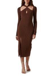 ASTR the Label Cutout Twist Front Long Sleeve Sweater Dress at Nordstrom