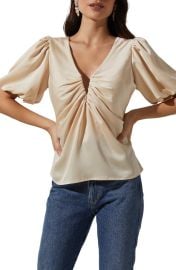 ASTR the Label Deep-V Balloon Sleeve Top at Nordstrom