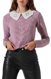 ASTR the Label Floral Eyelet Collar Sweater at Nordstrom