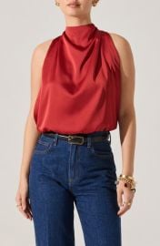 ASTR the Label Jolesia Tie Back Satin Sleeveless Top at Nordstrom