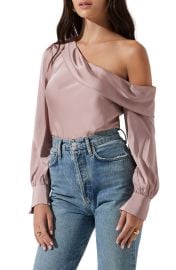 ASTR the Label One-Shoulder Satin Long Sleeve Top at Nordstrom