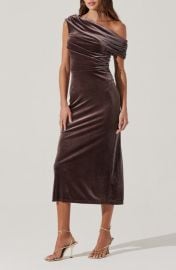 ASTR the Label One-Shoulder Velvet Midi Dress at Nordstrom