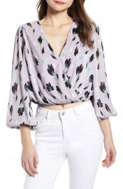 ASTR the Label Pleated Long Sleeve Surplice Top   Nordstrom at Nordstrom