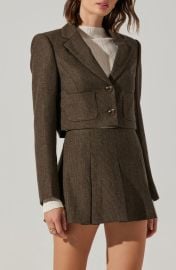 ASTR the Label Siarah Houndstooth Crop Jacket at Nordstrom