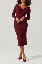 ASTR the Label Textured Knot Front Off the Shoulder Long Sleeve Dress at Nordstrom