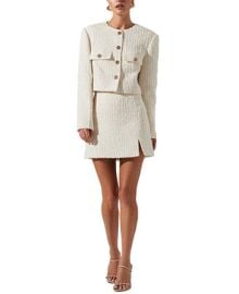 ASTR the Label Womens Covina Tweed Button-Front Jacket - Macys at Macys