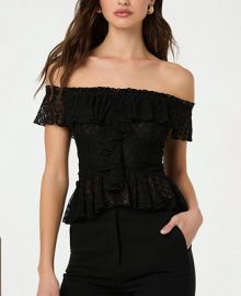 ASTR the Label Womenx27s Off-The-Shoulder Lace Ruffle Top - Macyx27s at Macys