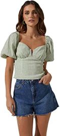 ASTR the label Daydreamer Crop Top in Matcha-White Small at  Womens Clothing store at Amazon