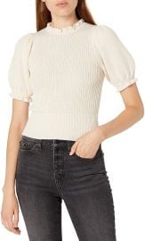 ASTR the label Women s Caitlyn Short Puff Sleeve Mock Neck Fitted Sweater at Amazon