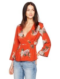 ASTR the label Women s Wrap Front Long Sleeve Floral Print Top at Amazon