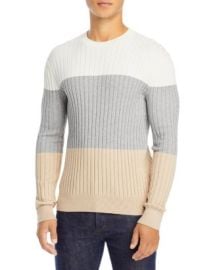 ATM Anthony Thomas Melillo Cotton  Cashmere Ribbed Knit Color Blocked Crewneck Sweater     Bloomingdales at Bloomingdales