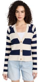 ATM Anthony Thomas Melillo Cotton Blend Mixed Stripe Cardigan Chalk/Ink XS at Shopbop