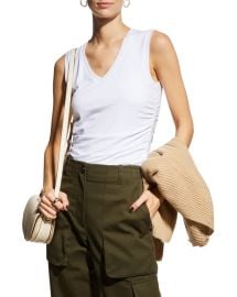 ATM Anthony Thomas Melillo Pima Cotton Ruched V Neck Tank at Neiman Marcus