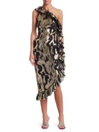 ATTICO - ONE SHOULDER RUFFLE SHEATH DRESS at Saks Fifth Avenue