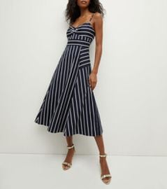 AUTH Veronica Beard Cotton Blend Striped Backless Fit amp Flare Slip Midi Dress eBay at eBay