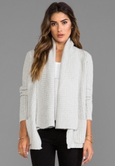 AUTUMN CASHMERE Textured Drape Cardigan with Pockets in Frost at Revolve